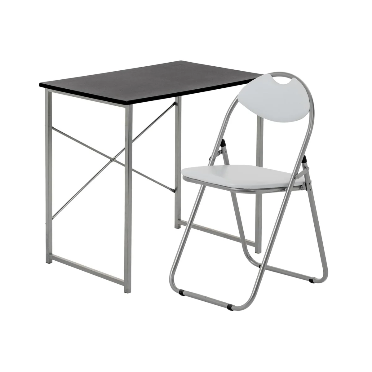 Industrial Office Desk & Chair Set - Black/White - Black/White – image 1