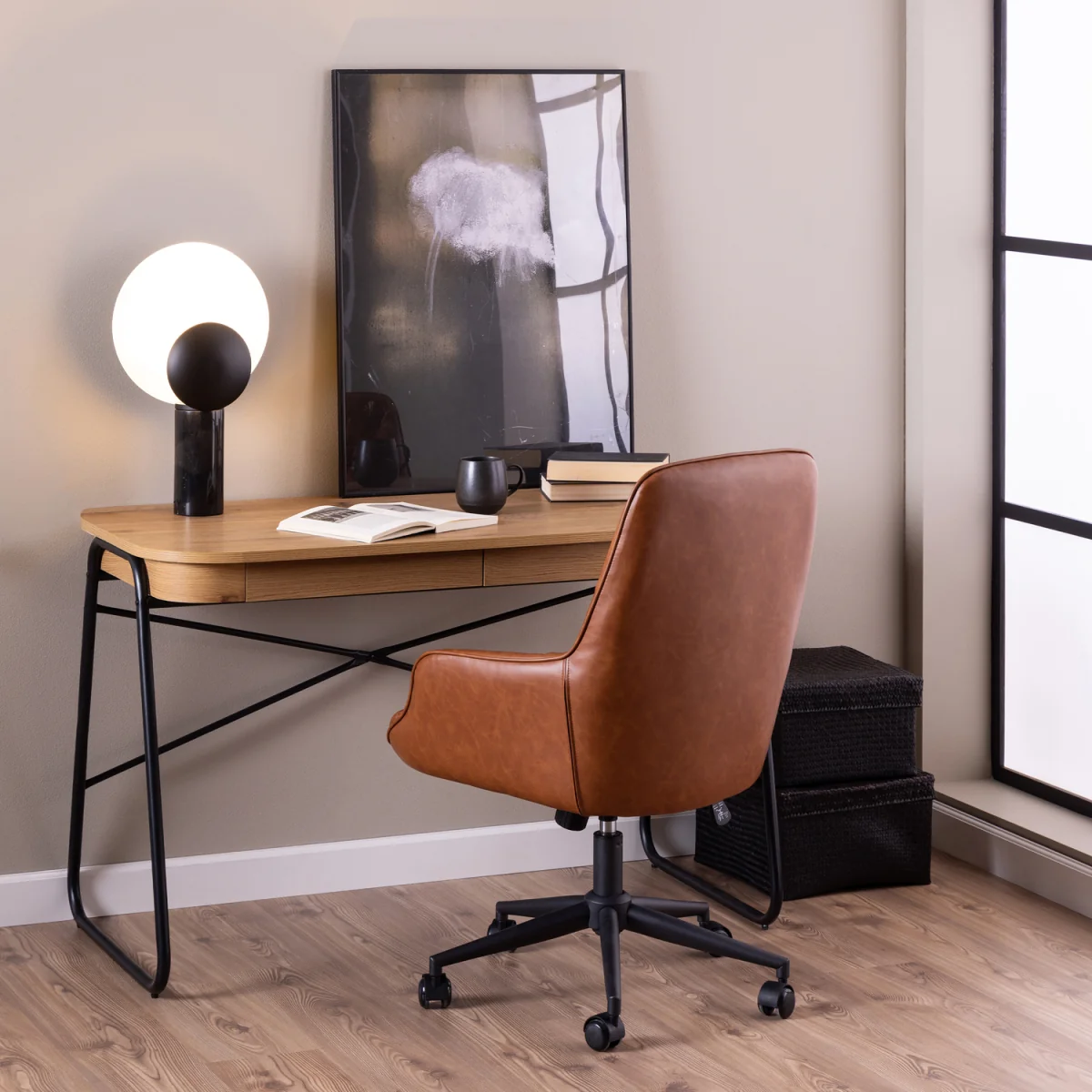 Erik Gas Lift Desk Chair in Brandy PU - Brandy – image 4