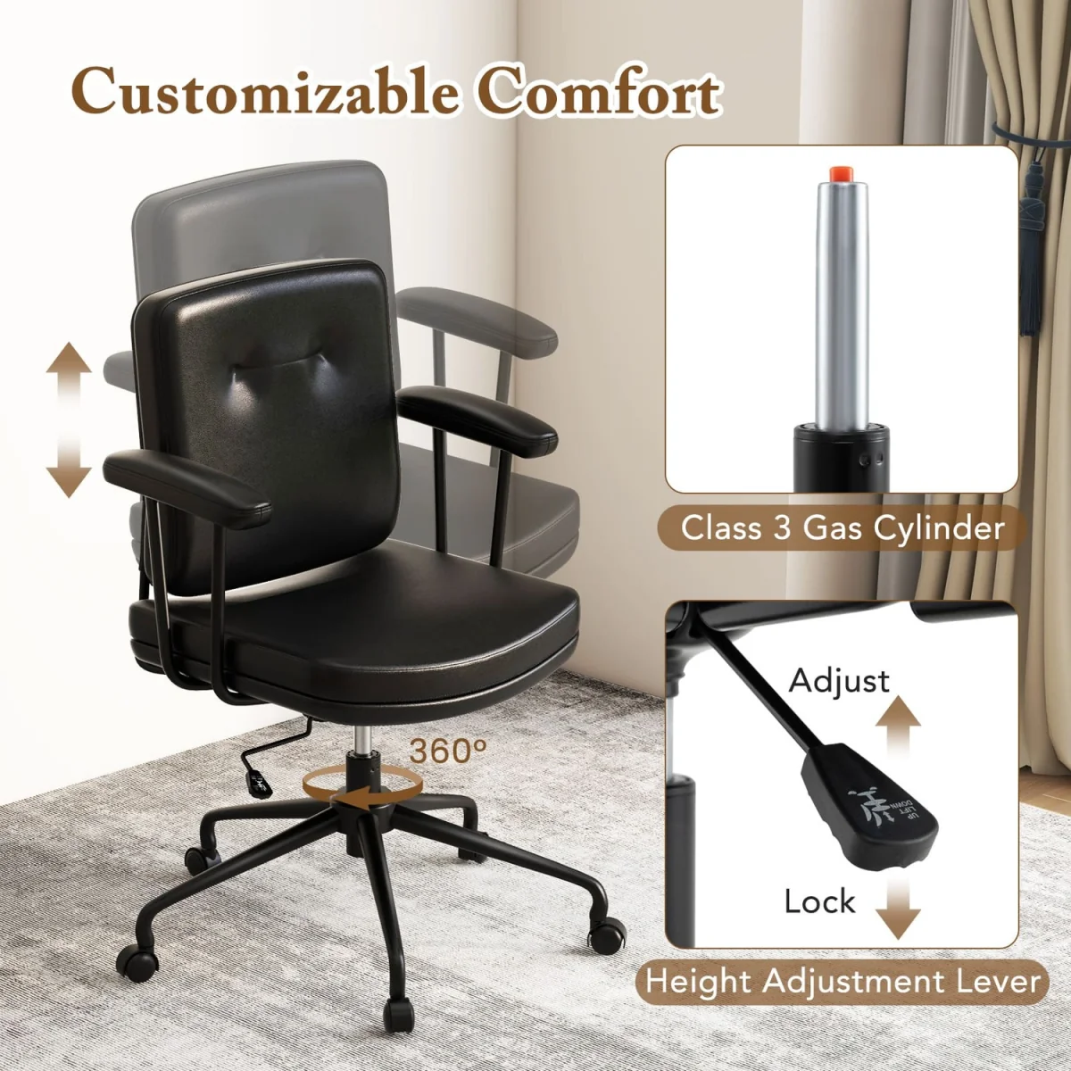 Coffee Compact Home Office Chair – image 4