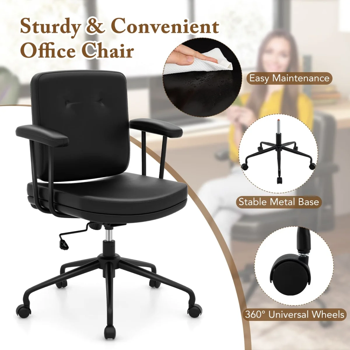 Coffee Compact Home Office Chair – image 5