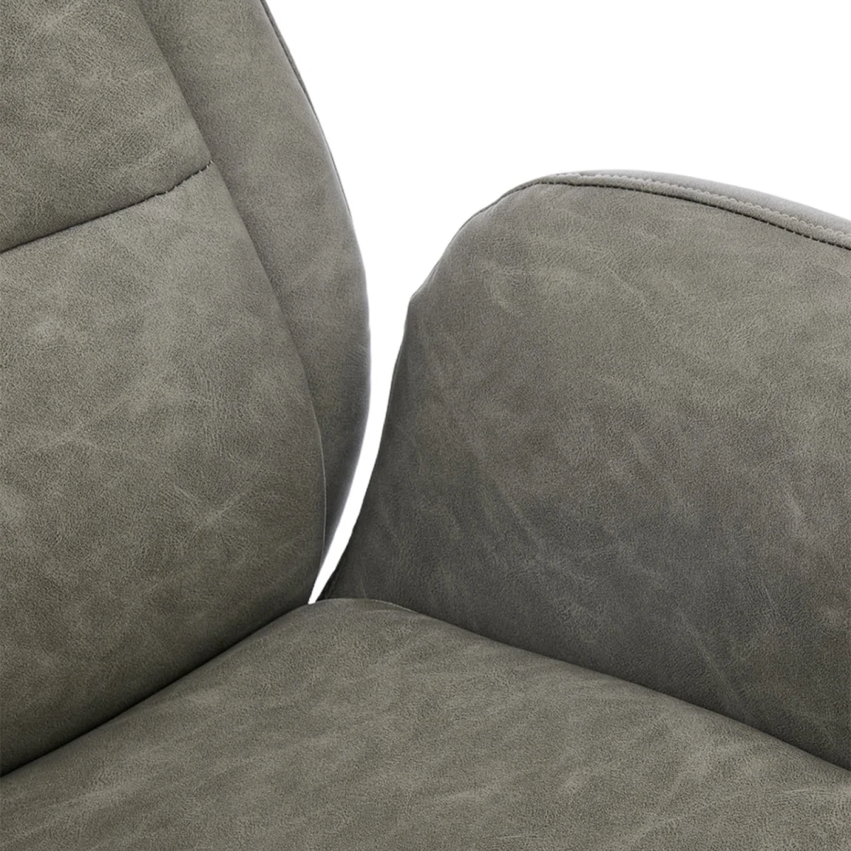 Adjustable High Back PU Office Chair with Arms - Grey – image 2