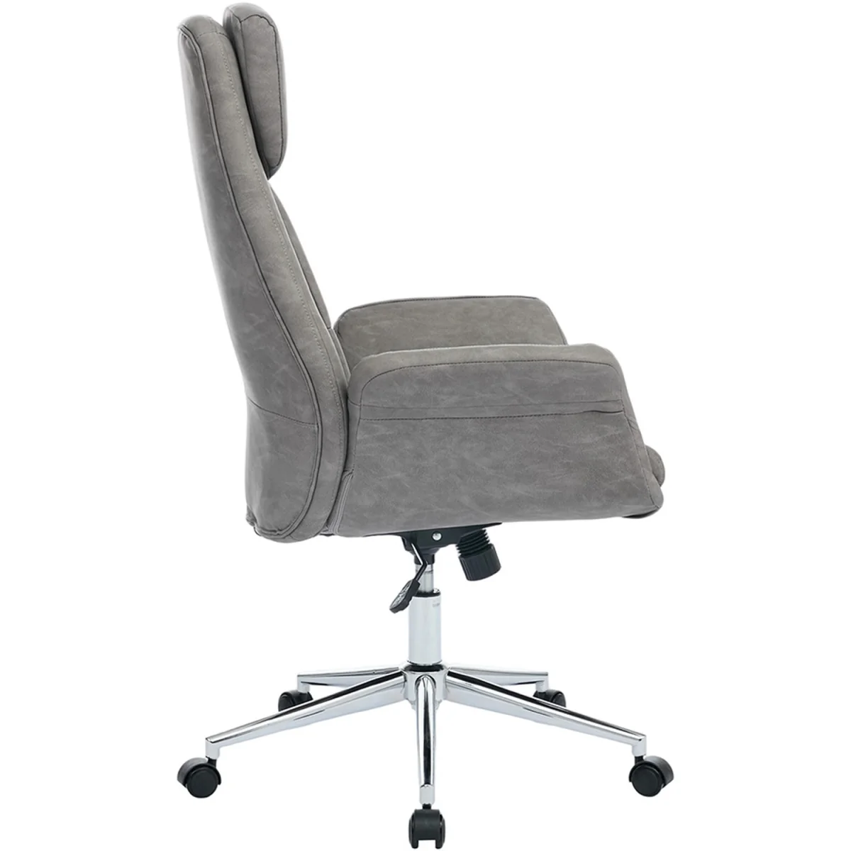 Adjustable High Back PU Office Chair with Arms - Grey – image 4