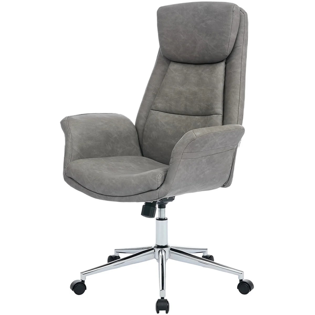 Adjustable High Back PU Office Chair with Arms - Grey – image 7