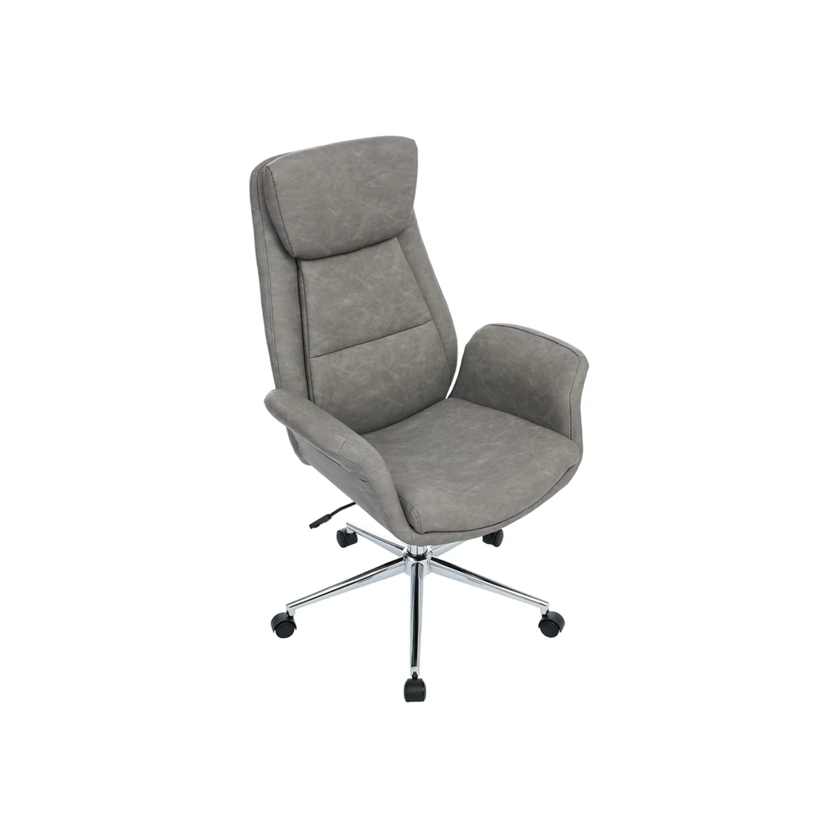 Adjustable High Back PU Office Chair with Arms - Grey – image 1