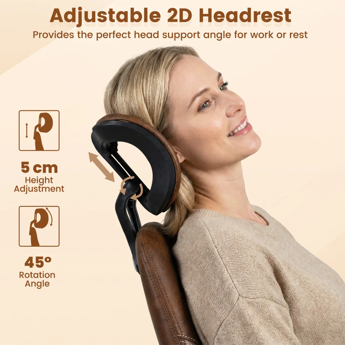 Suede Fabric Computer Desk Chair - Brown – image 7