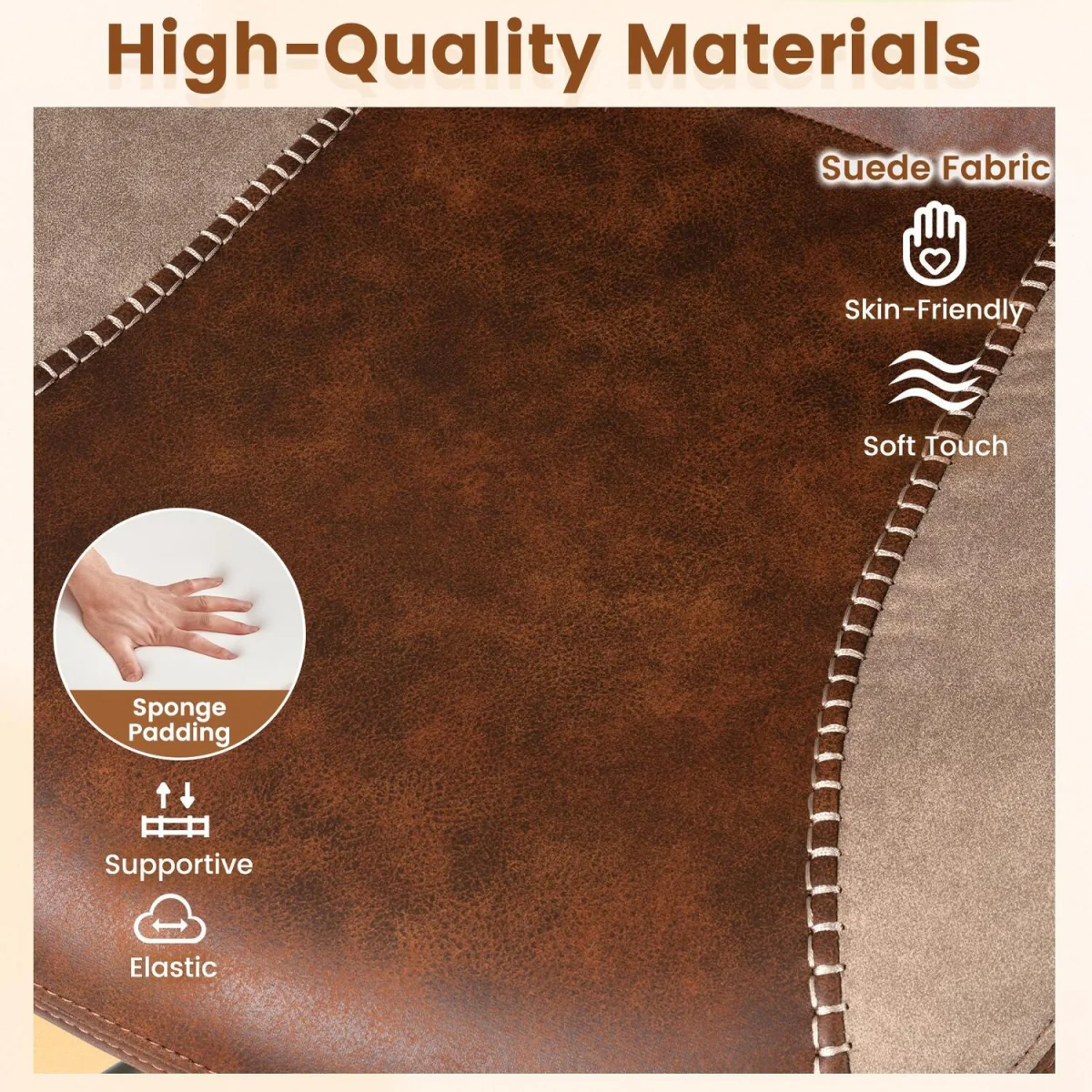 Suede Fabric Computer Desk Chair - Brown – image 10