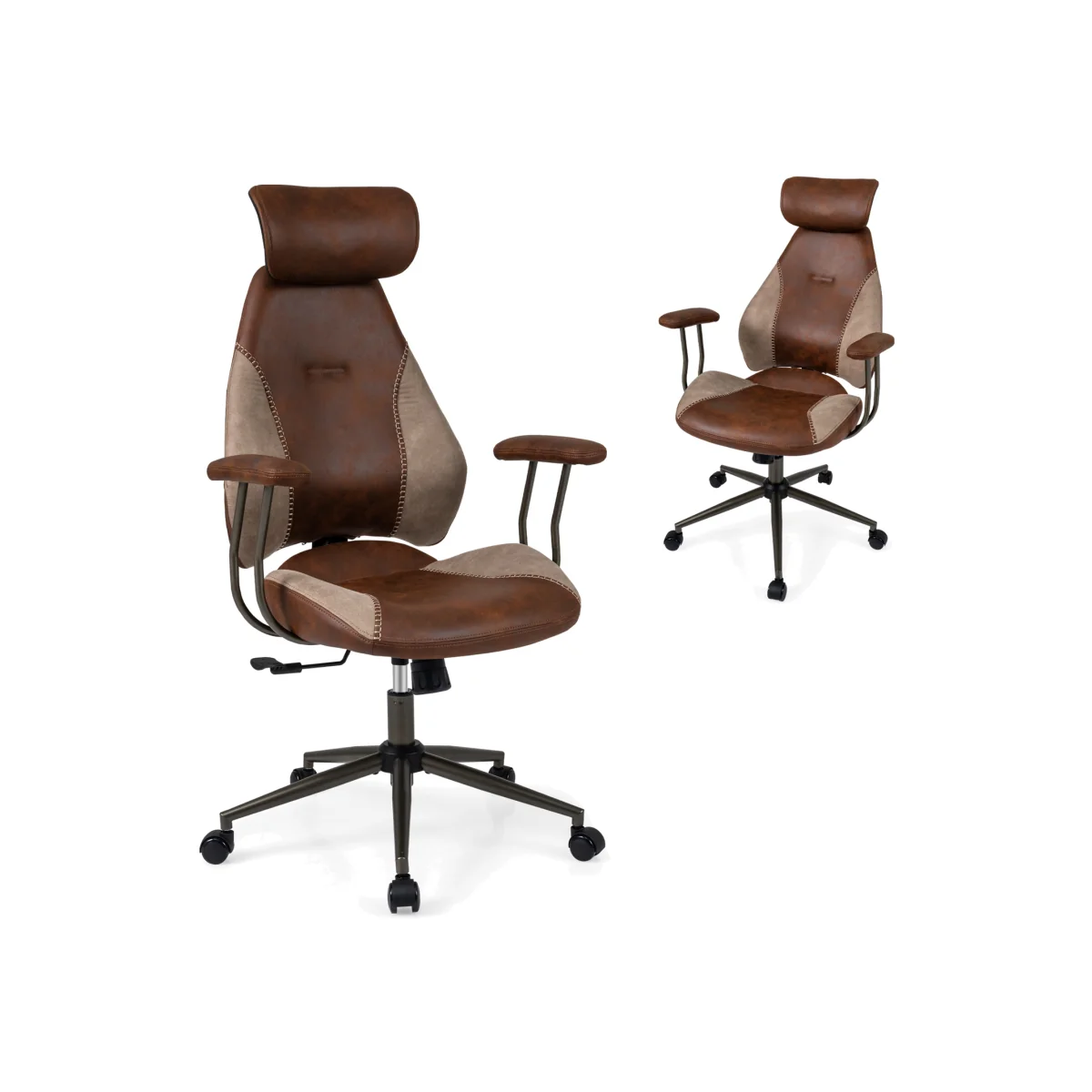 Suede Fabric Computer Desk Chair - Brown – image 1