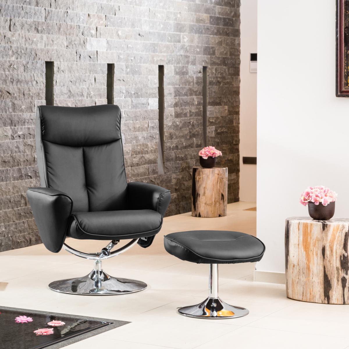 Piedmont Swivel Recliner with Footstool - Black – image 2