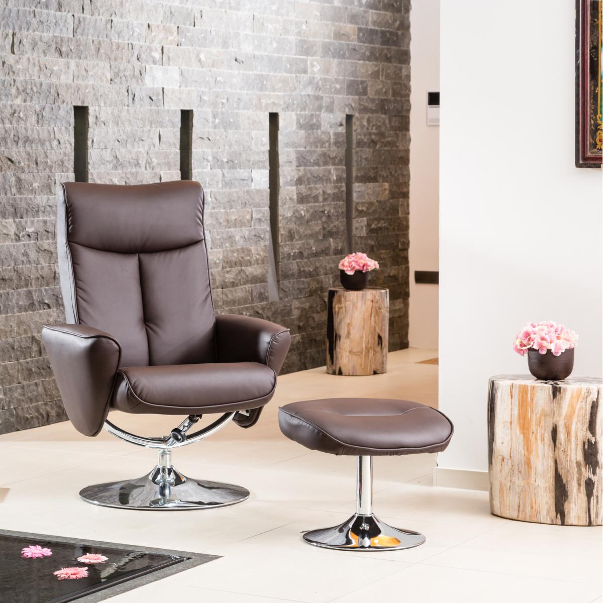 Piedmont Swivel Recliner with Footstool - Black – image 3