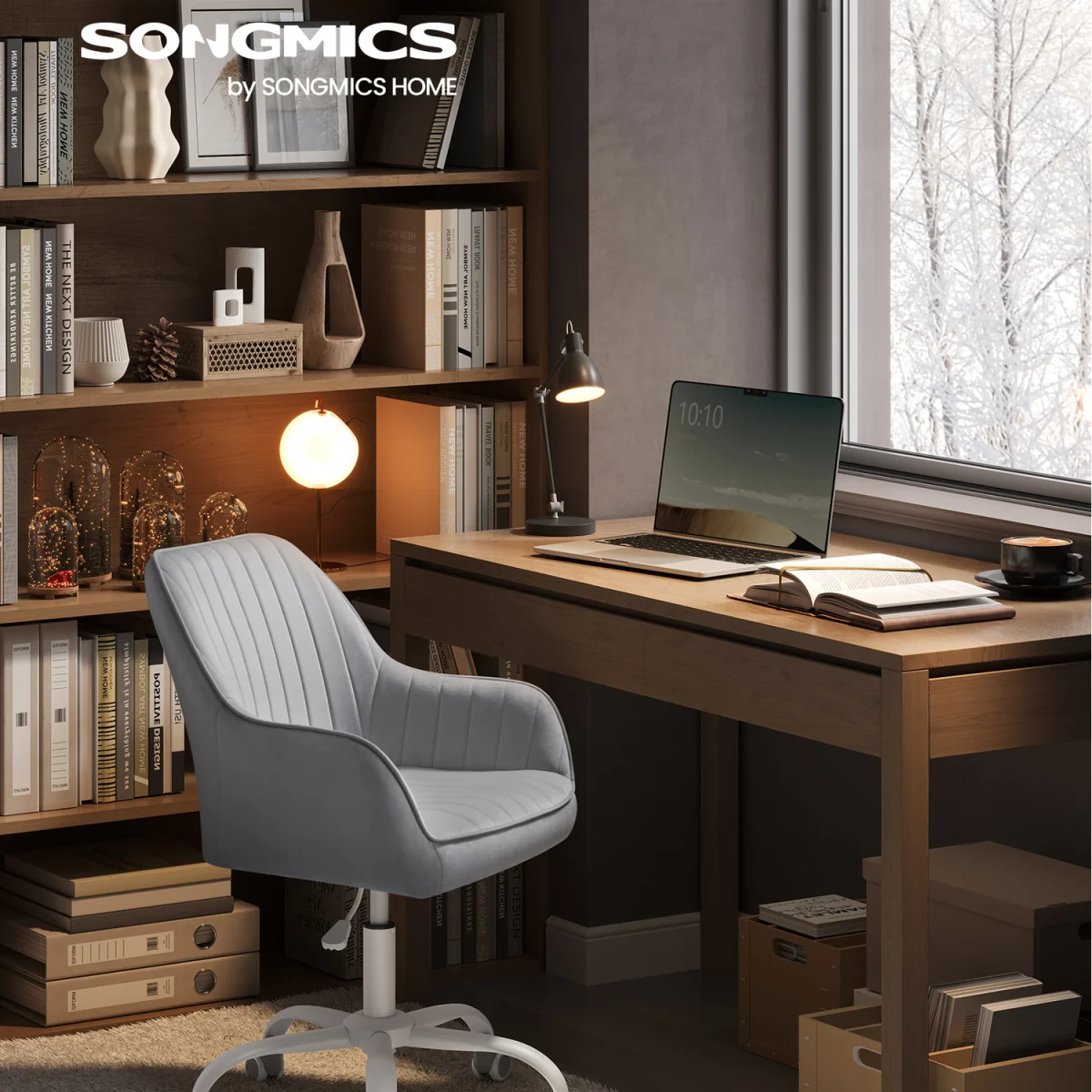 Office Chair, Swivel Chair, Makeup Vanity Chair - Grey – image 2