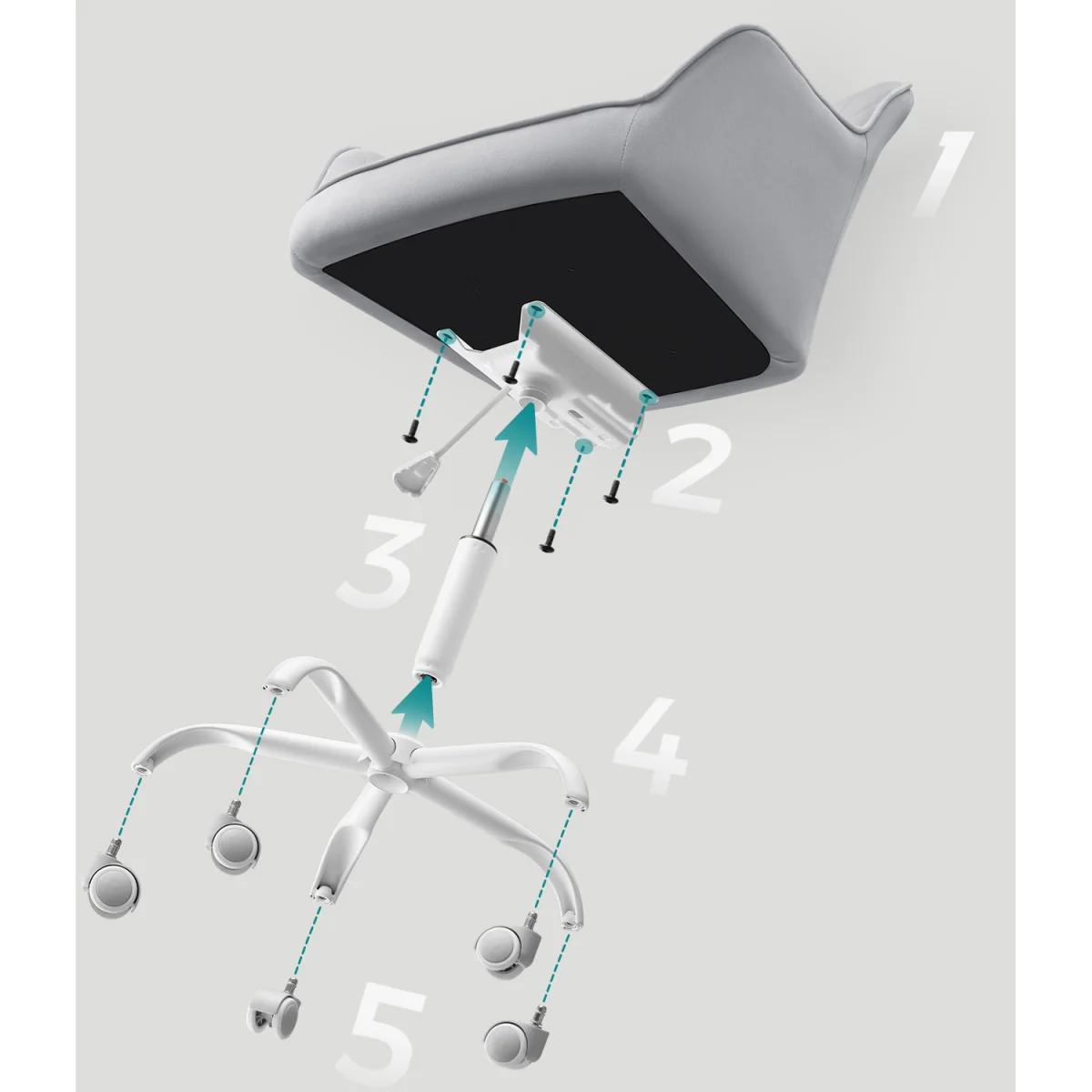 Office Chair, Swivel Chair, Makeup Vanity Chair - Grey – image 3