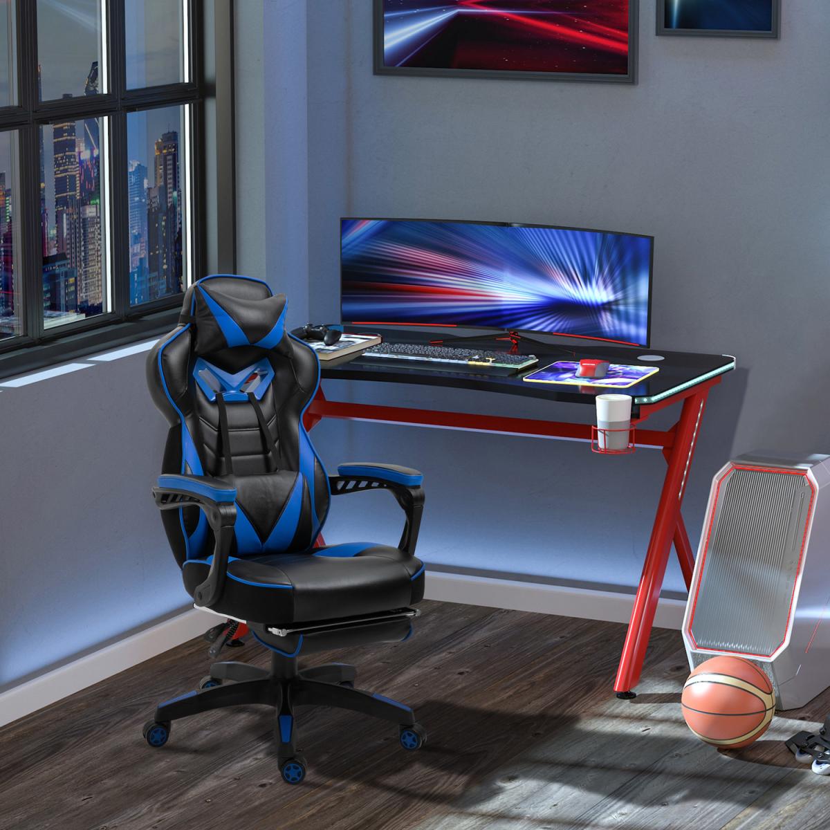 Gaming Chair Ergonomic Reclining Chair with Footrest Arm Wheels - Grey, Black – image 6