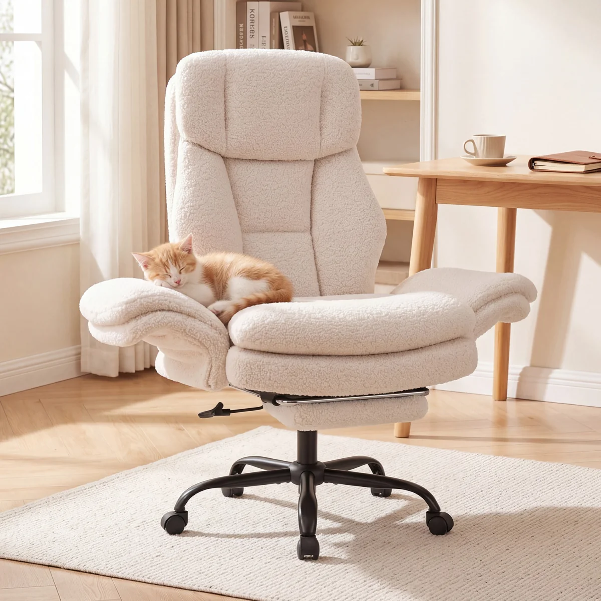 Tall Executive Ergonomic Cross Legged Office Chair-White - White – image 2