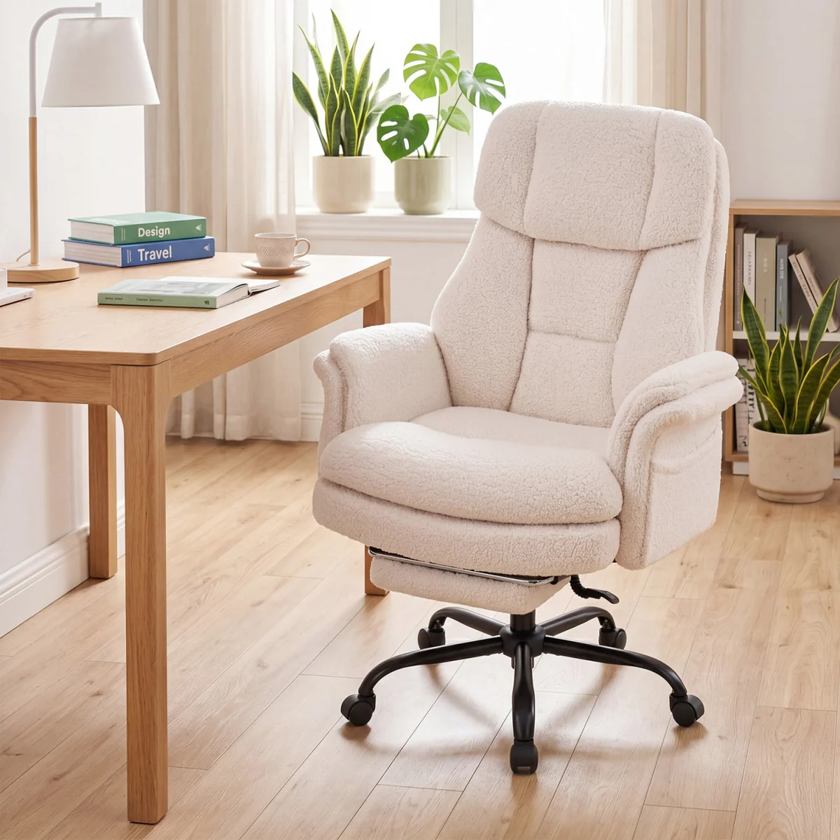 Tall Executive Ergonomic Cross Legged Office Chair-White - White – image 5