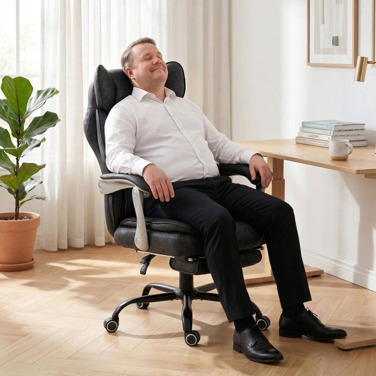 HOMCOM Big and Tall Office Chair with Lumbar Support - Black – image 2