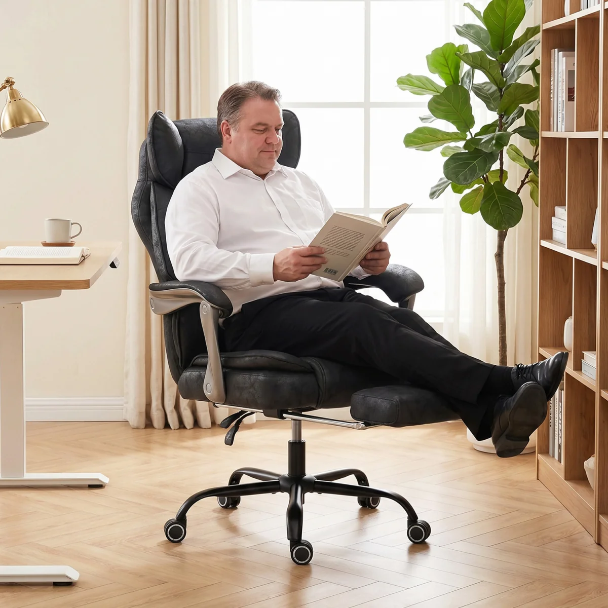 HOMCOM Big and Tall Office Chair with Lumbar Support - Black – image 3
