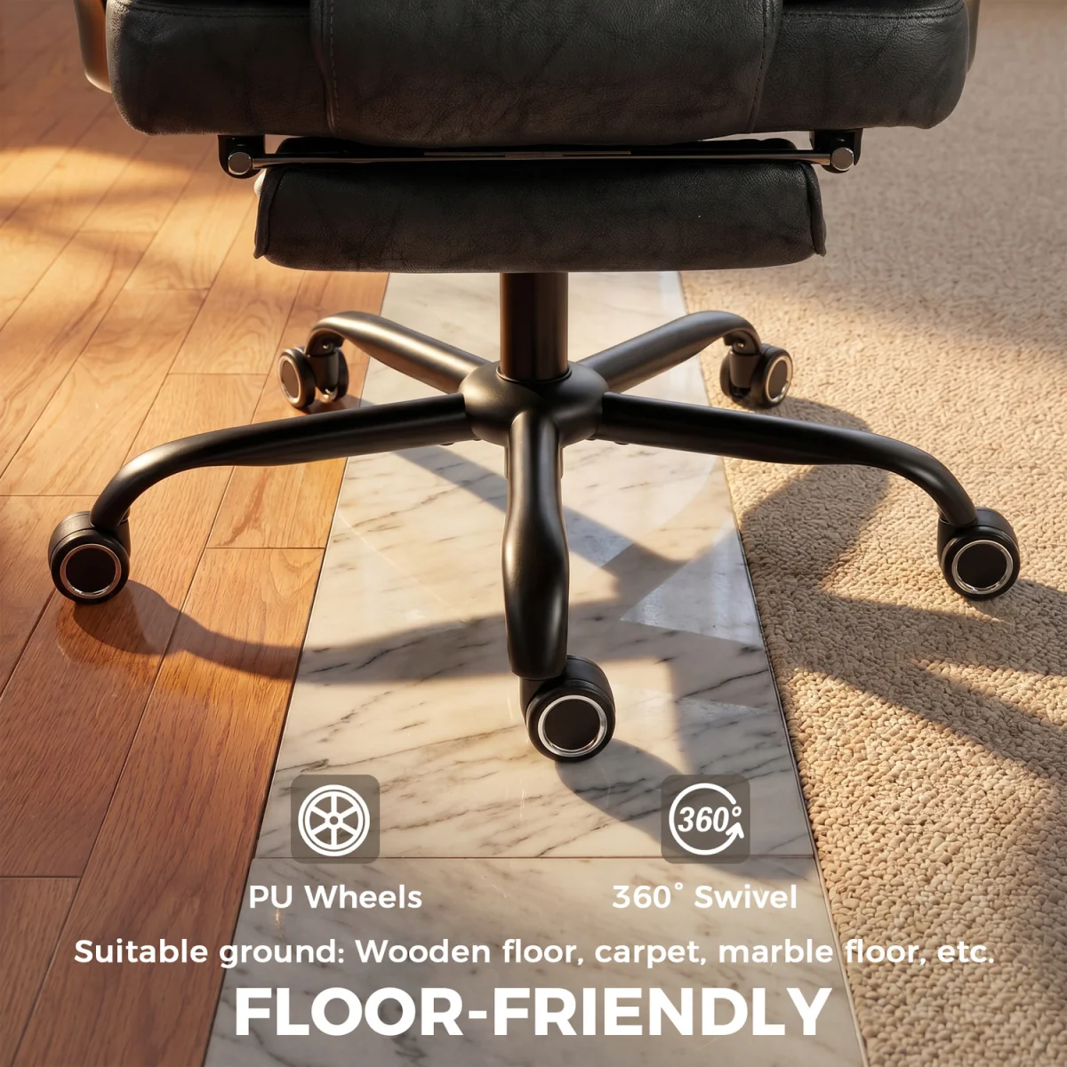 HOMCOM Big and Tall Office Chair with Lumbar Support - Black – image 4