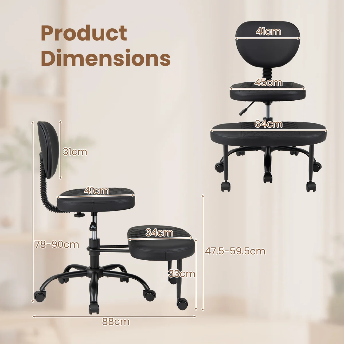 Ergonomic Cross Legged Office Chair - Black – image 2
