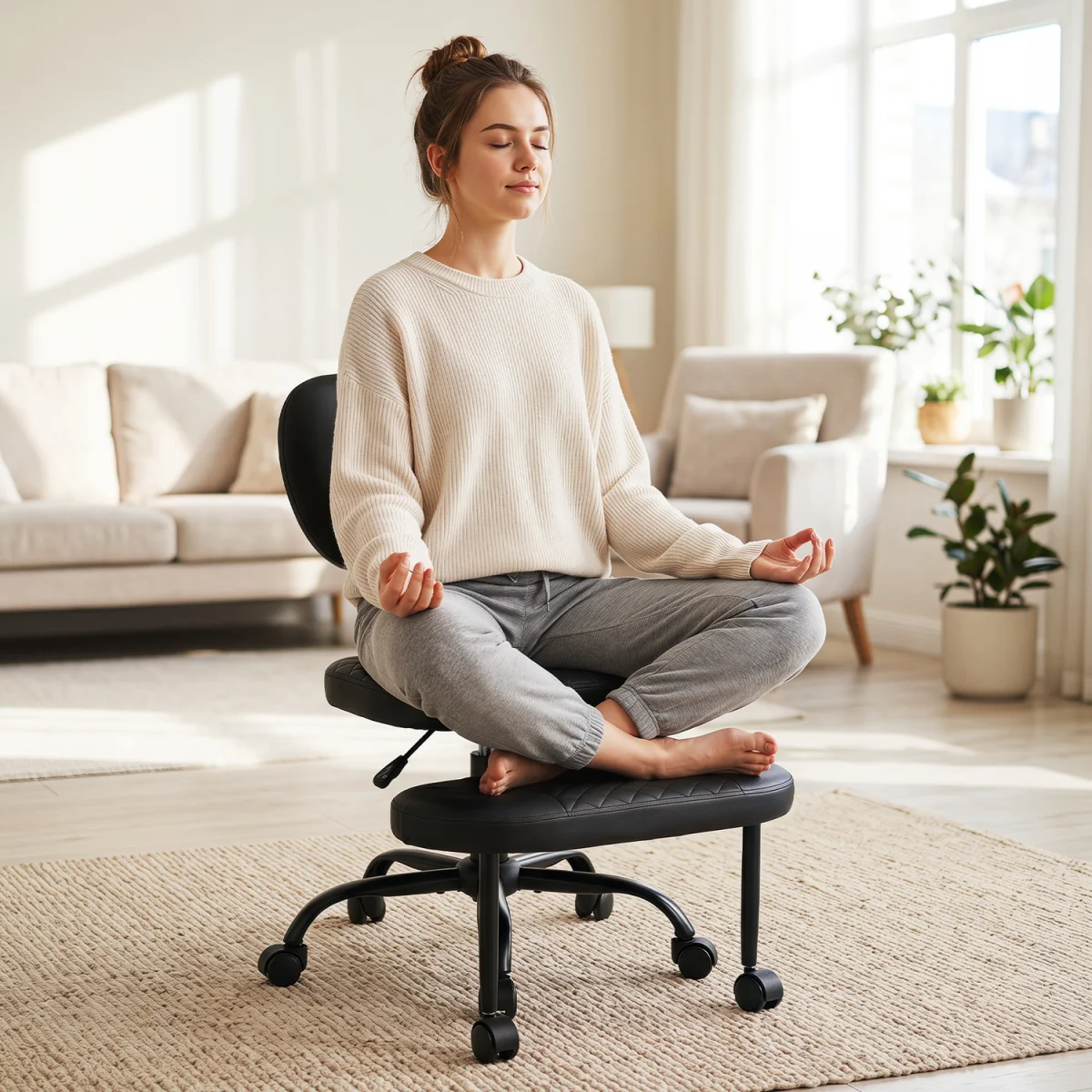 Ergonomic Cross Legged Office Chair - Black – image 3
