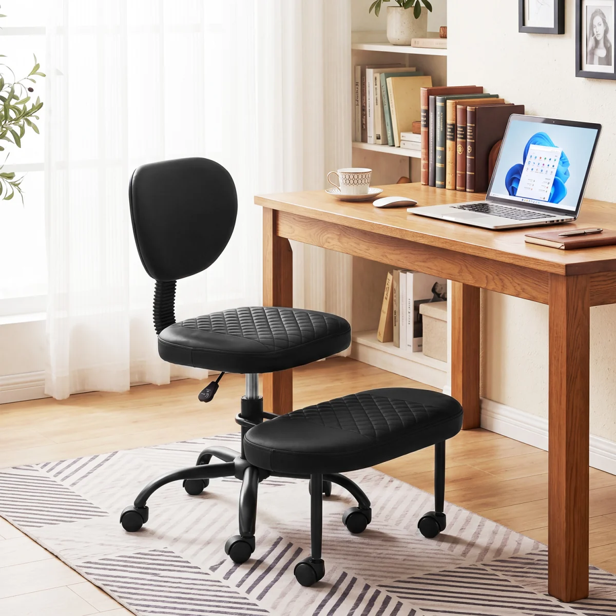 Ergonomic Cross Legged Office Chair - Black – image 4