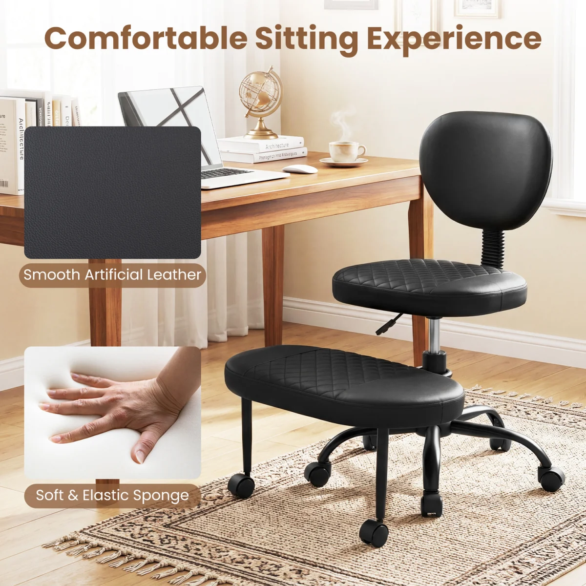 Ergonomic Cross Legged Office Chair - Black – image 7