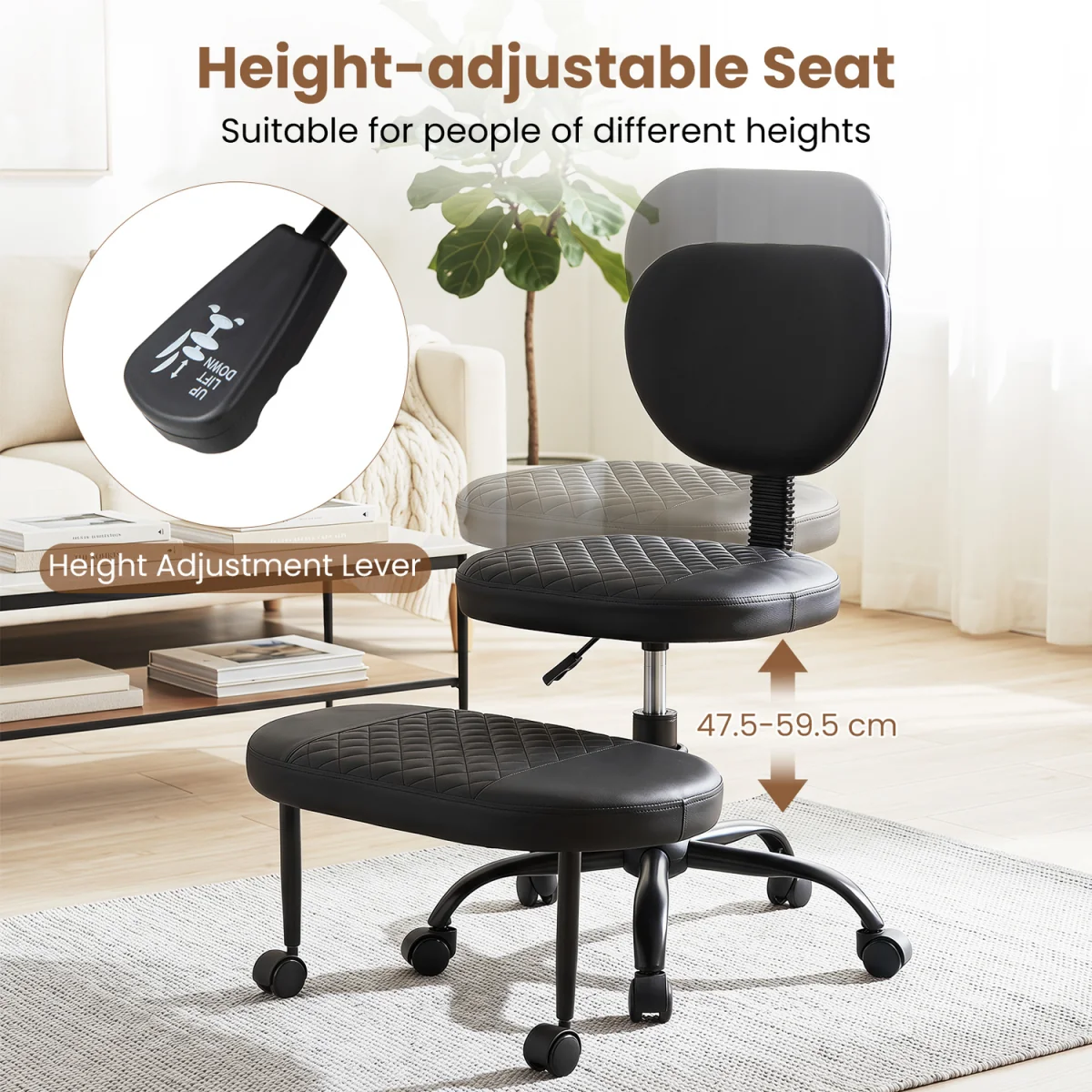 Ergonomic Cross Legged Office Chair - Black – image 9