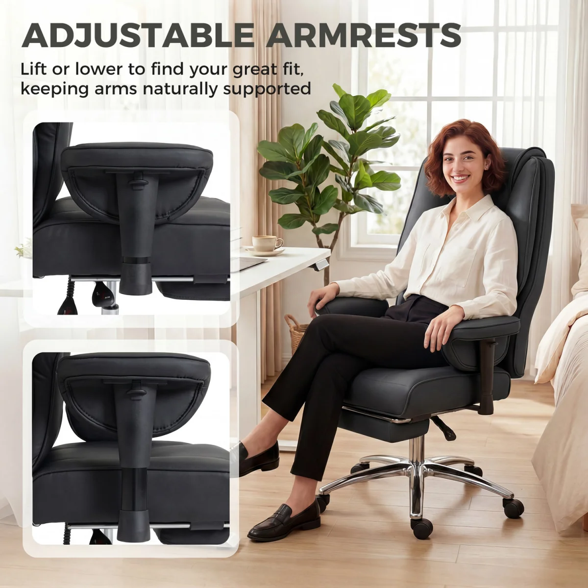 HOMCOM Executive Office Chair Reclining Desk Chair with Footrest - Black – image 6