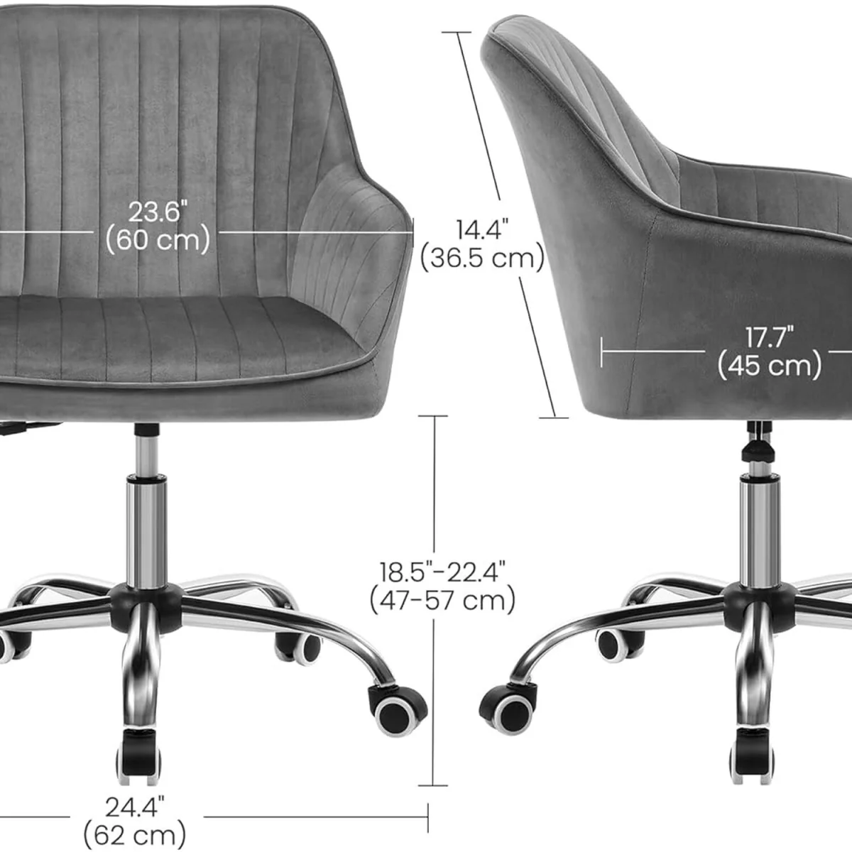 SONGMICS Adjustable Swivel Vanity Office Chair - Grey – image 4