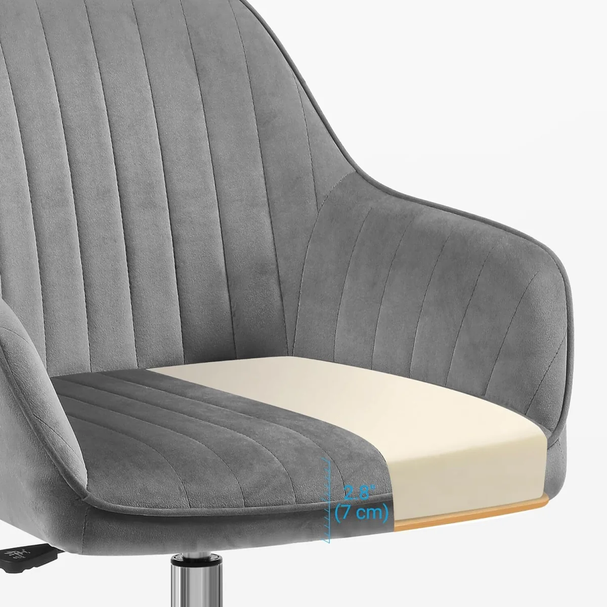 SONGMICS Adjustable Swivel Vanity Office Chair - Grey – image 7