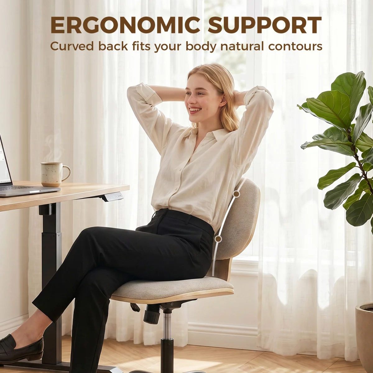 HOMCOM Home Office Desk Chair  Adjustable Height - Light Grey – image 6