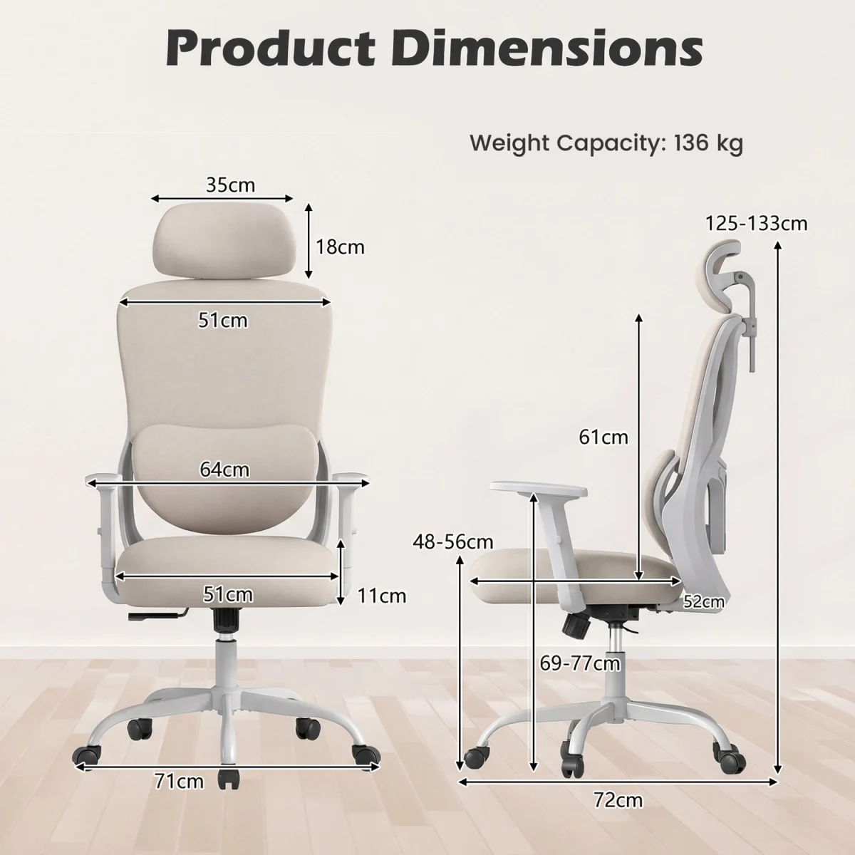 Ergonomic Office Chair with Headrest – image 4