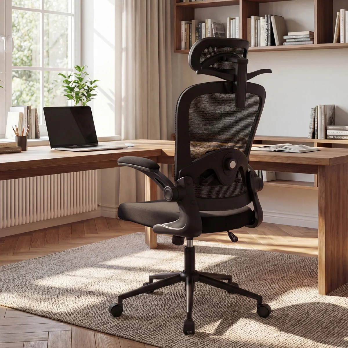 Ergonomic Mesh Comfortable Office Chair with 3D Headrest - Black – image 3