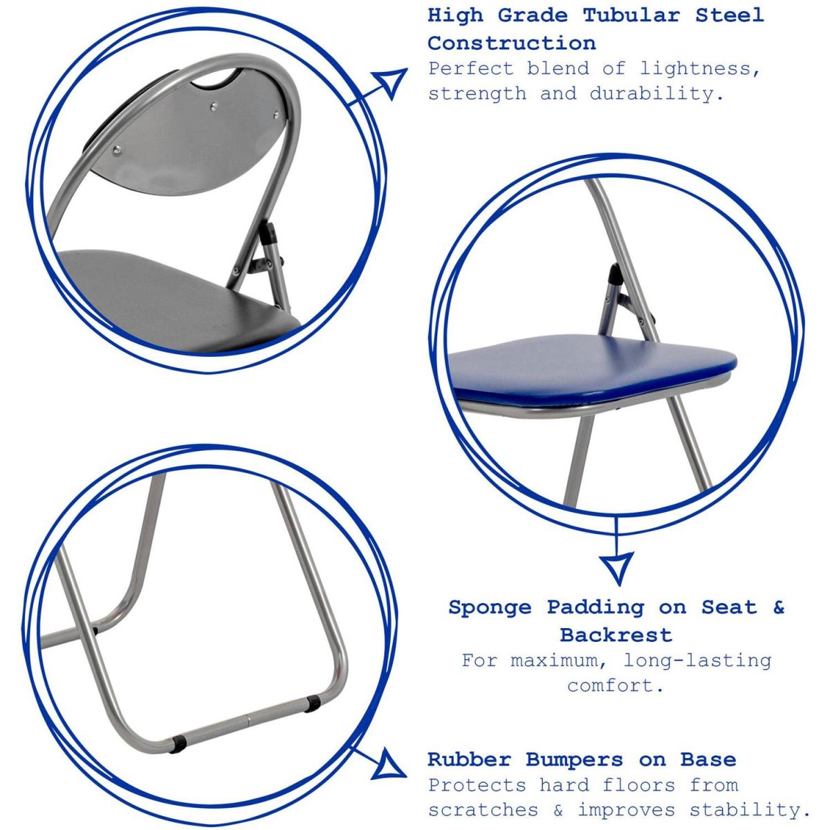 Padded Folding Metal Chairs - Pack of 2 - White/Silver – image 3