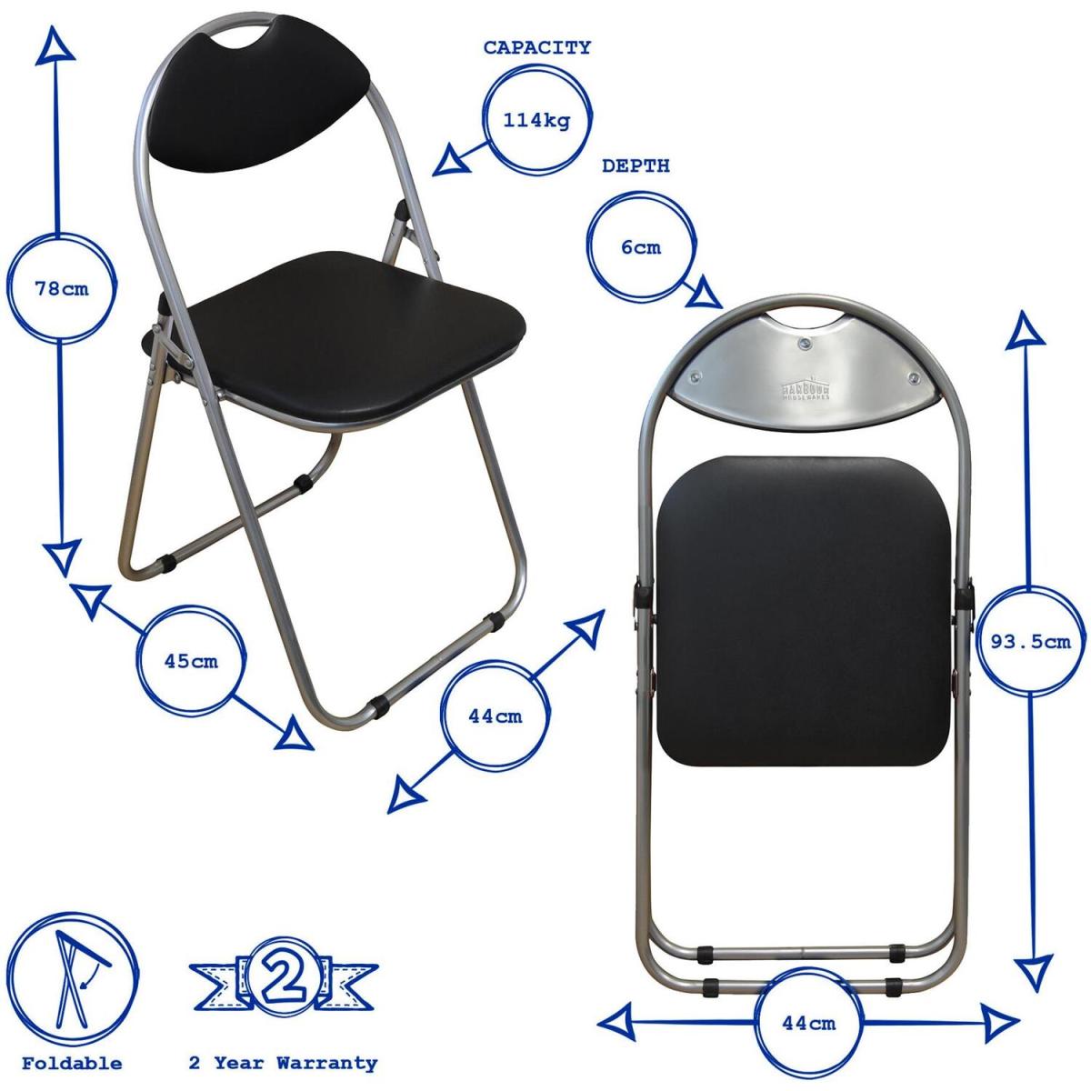 Padded Folding Metal Chairs - Pack of 2 - White/Silver – image 4
