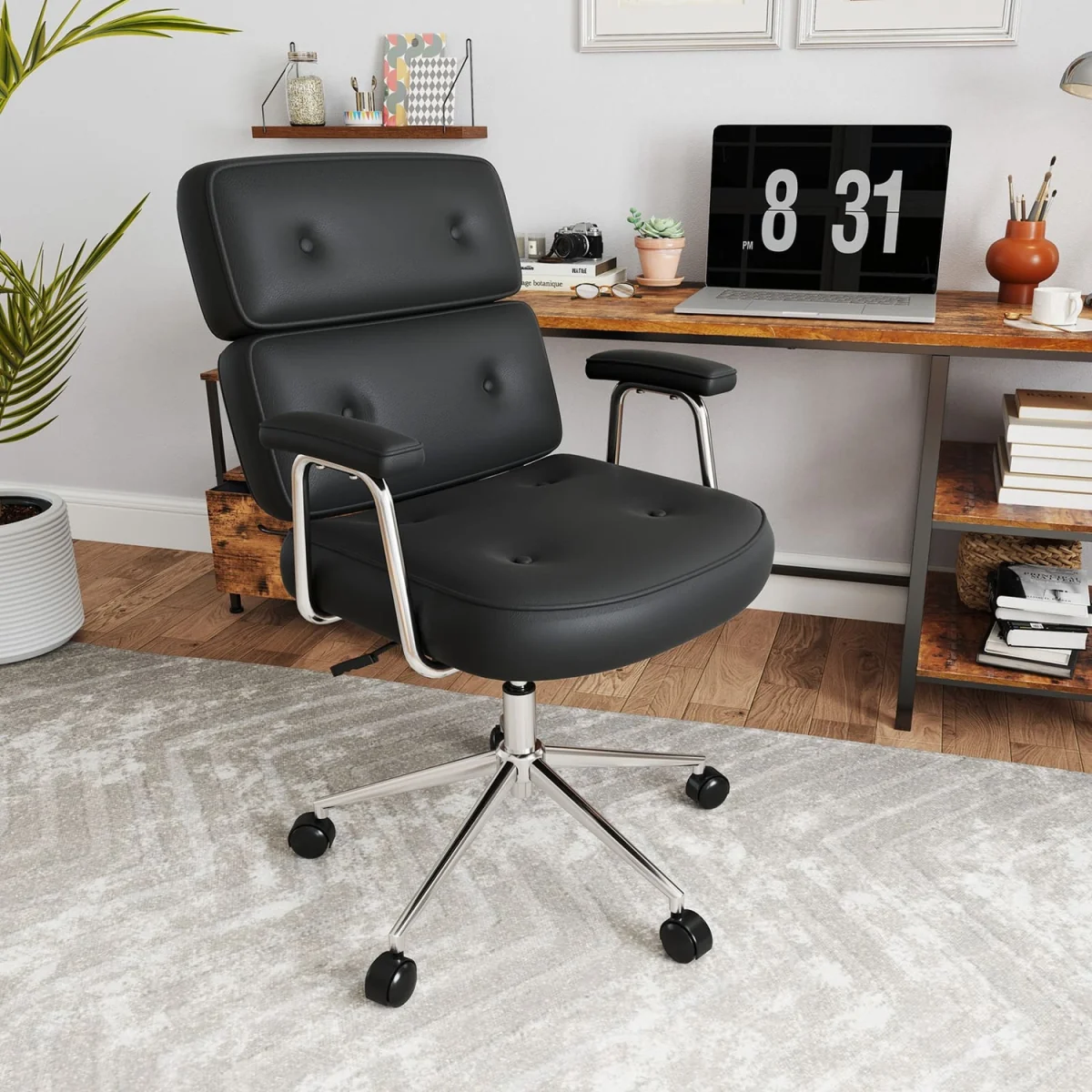 Tufted PU Leather Office Chair – image 3