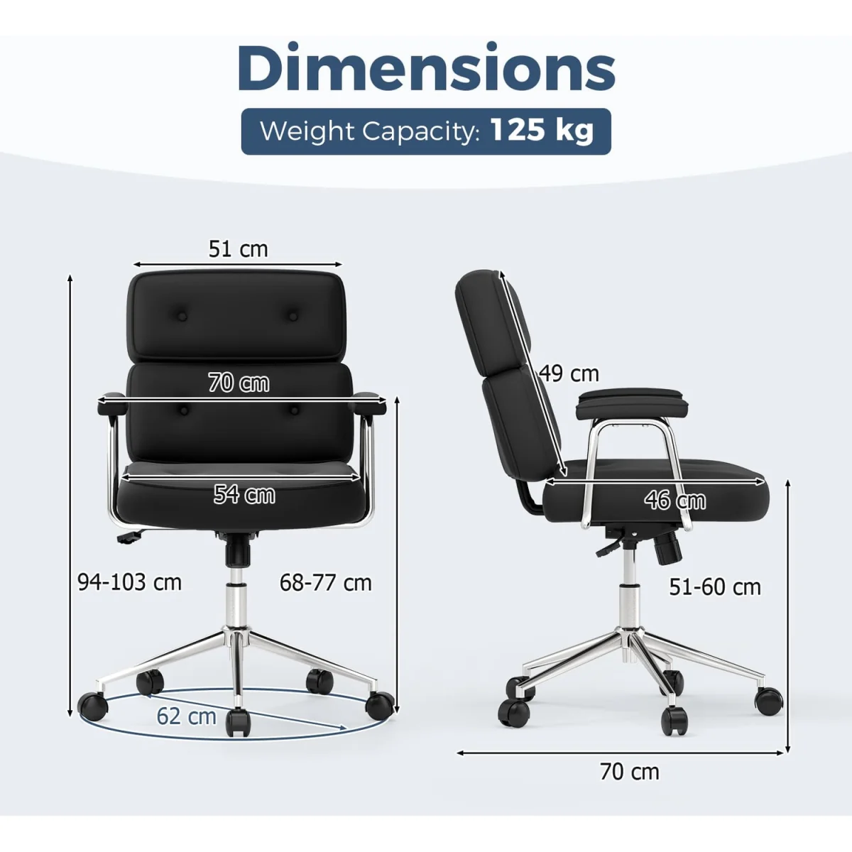 Tufted PU Leather Office Chair – image 4