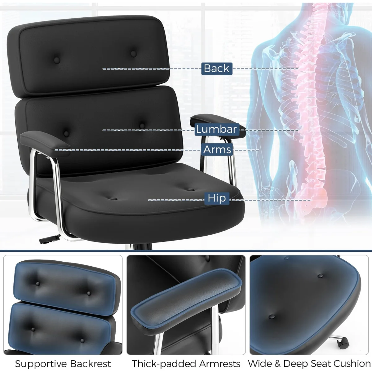 Tufted PU Leather Office Chair – image 5