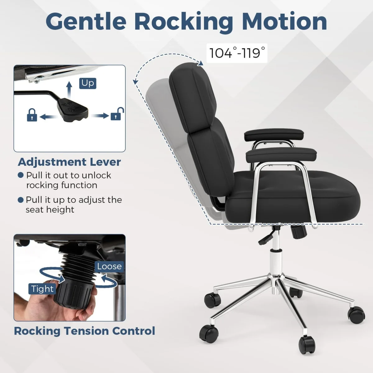 Tufted PU Leather Office Chair – image 8