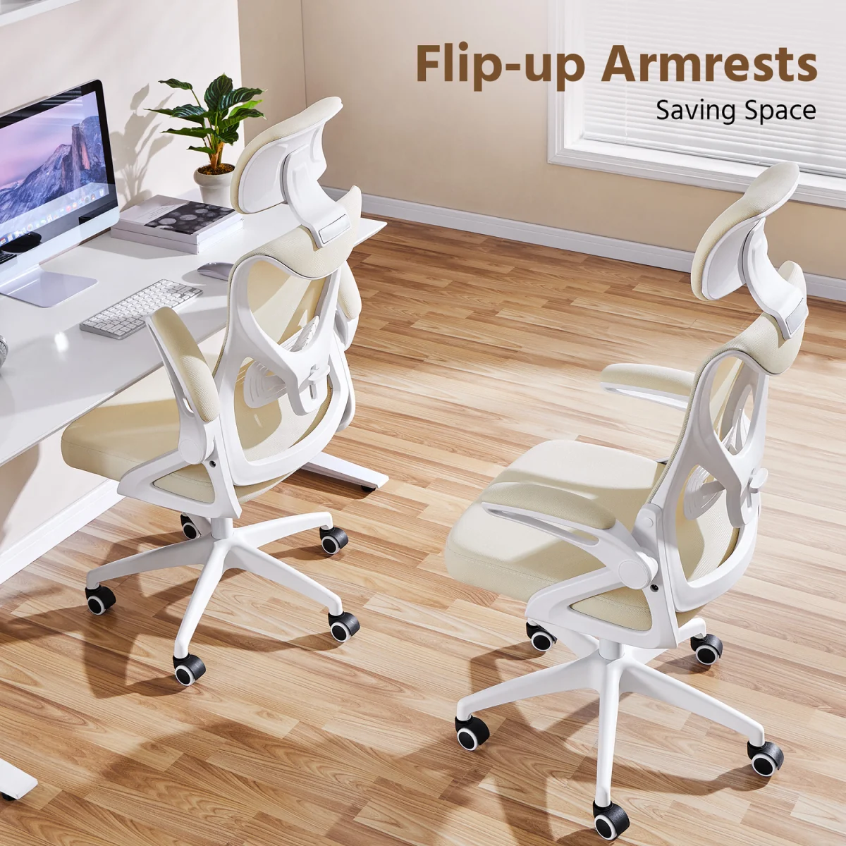 Ergonomic High Back Office Chair - Beige - Beige – image 2