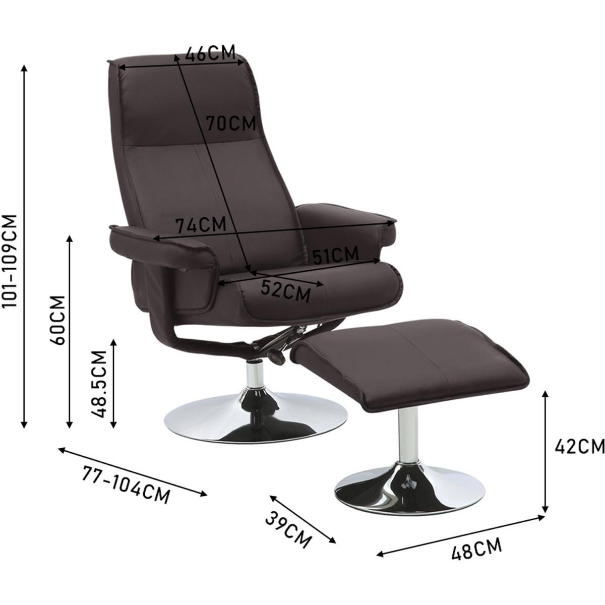 Swivel PU Office Chair and Footstool - Brown – image 2