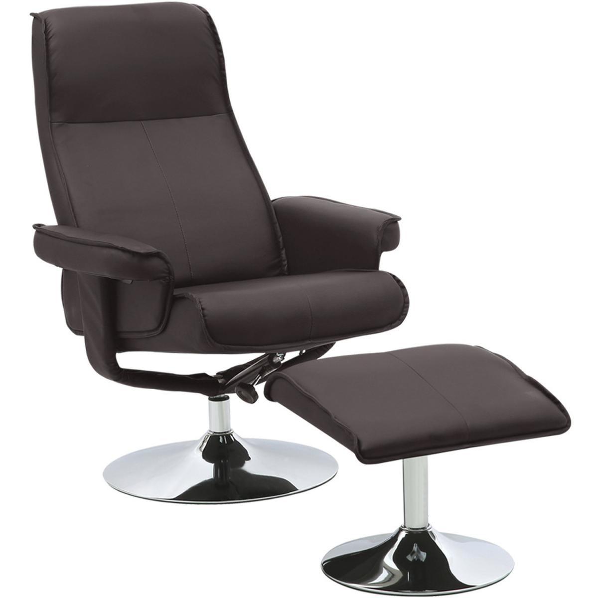 Swivel PU Office Chair and Footstool - Brown – image 6