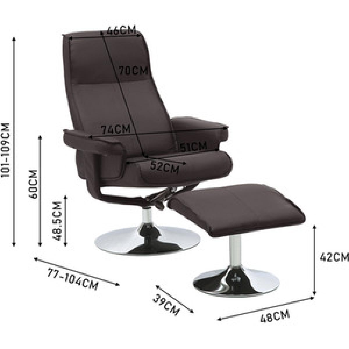 Swivel PU Office Chair and Footstool - Brown – image 7