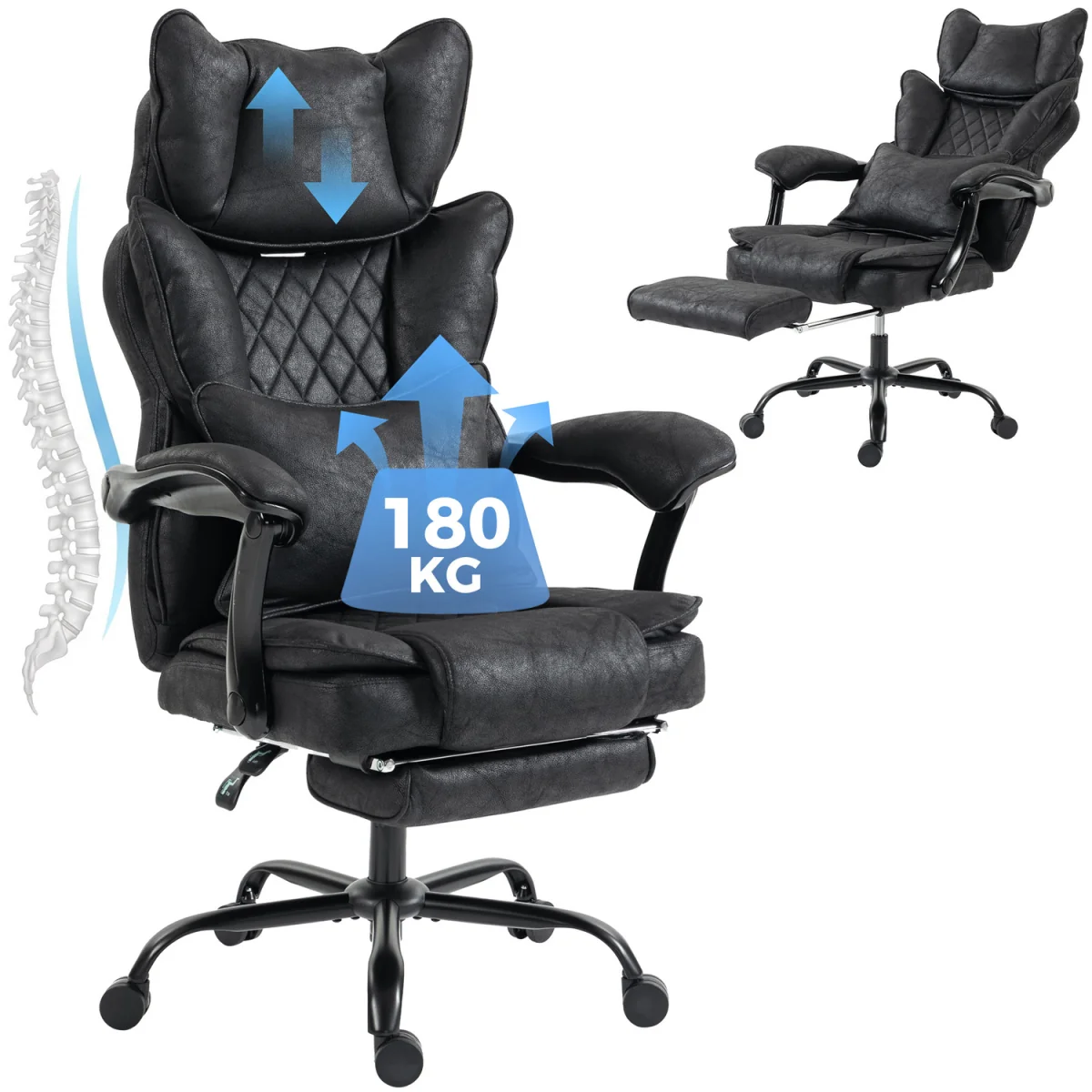 HOMCOM Executive Office Chair, Reclining Heavy Duty Office Chair - Black – image 2