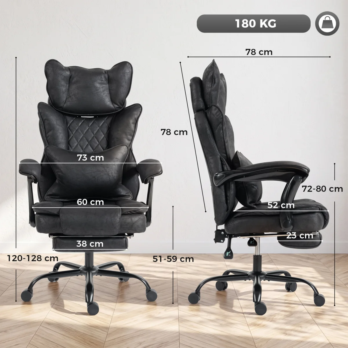 HOMCOM Executive Office Chair, Reclining Heavy Duty Office Chair - Black – image 3