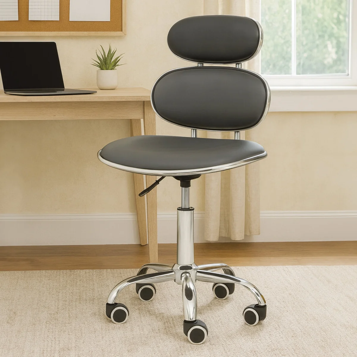 Fran Black PU Home Office Chair - Black – image 2