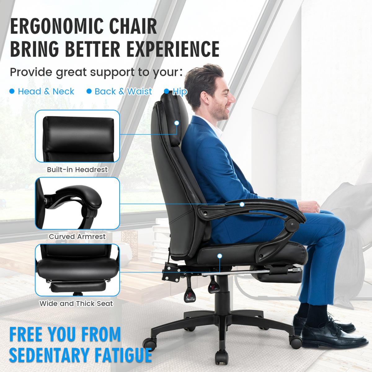 Costway Ergonomic Executive Office Chair-Black - Black – image 4