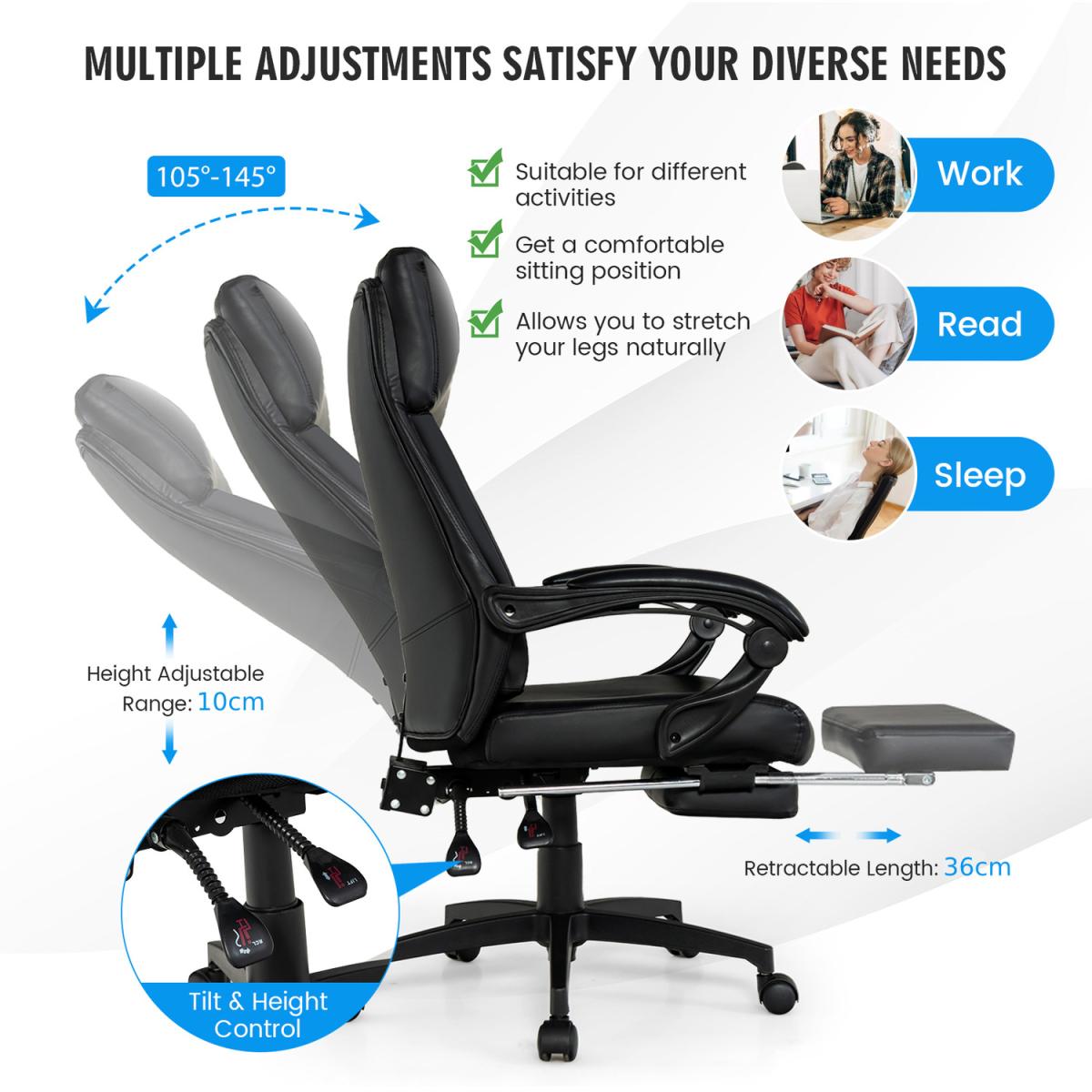 Costway Ergonomic Executive Office Chair-Black - Black – image 5