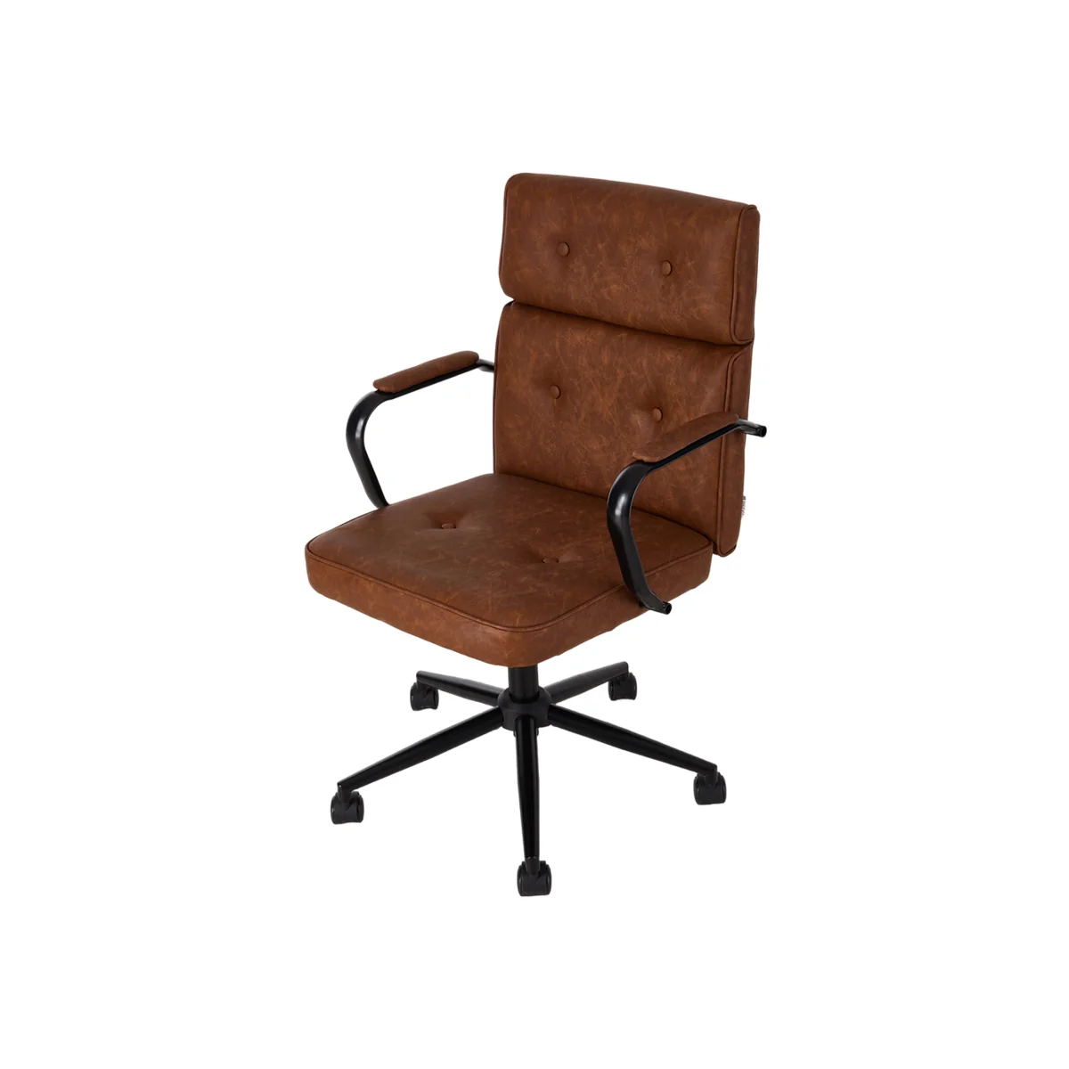 High Back Swivel Office Chair with Adjustable Height - Brown
