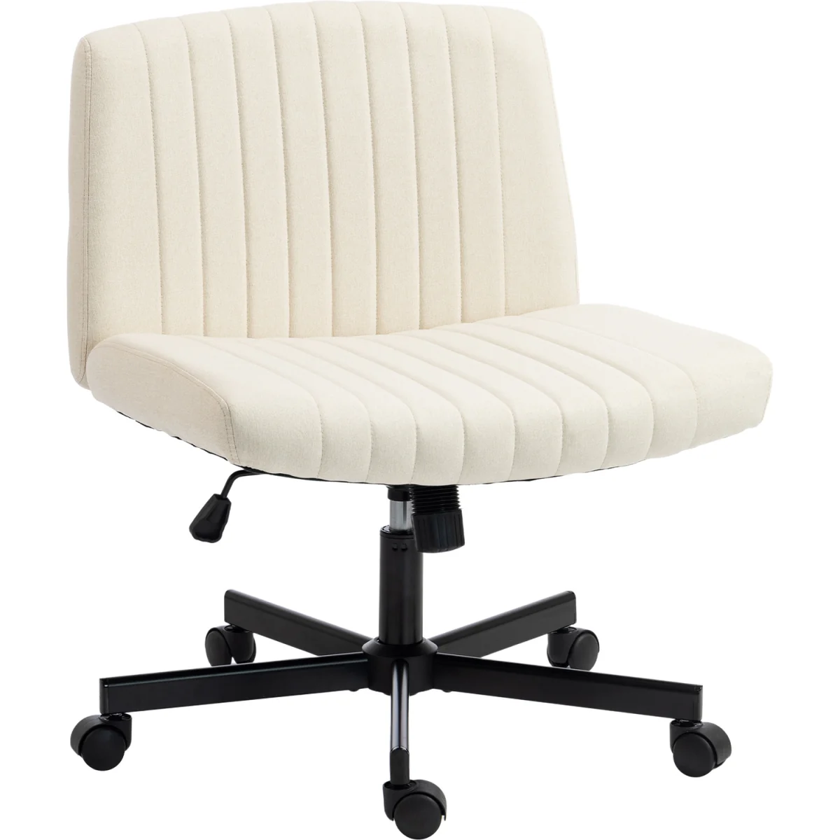HOMCOM Armless Office Chair No Wheels with Wide Seat - Cream / 12.5kg – image 9