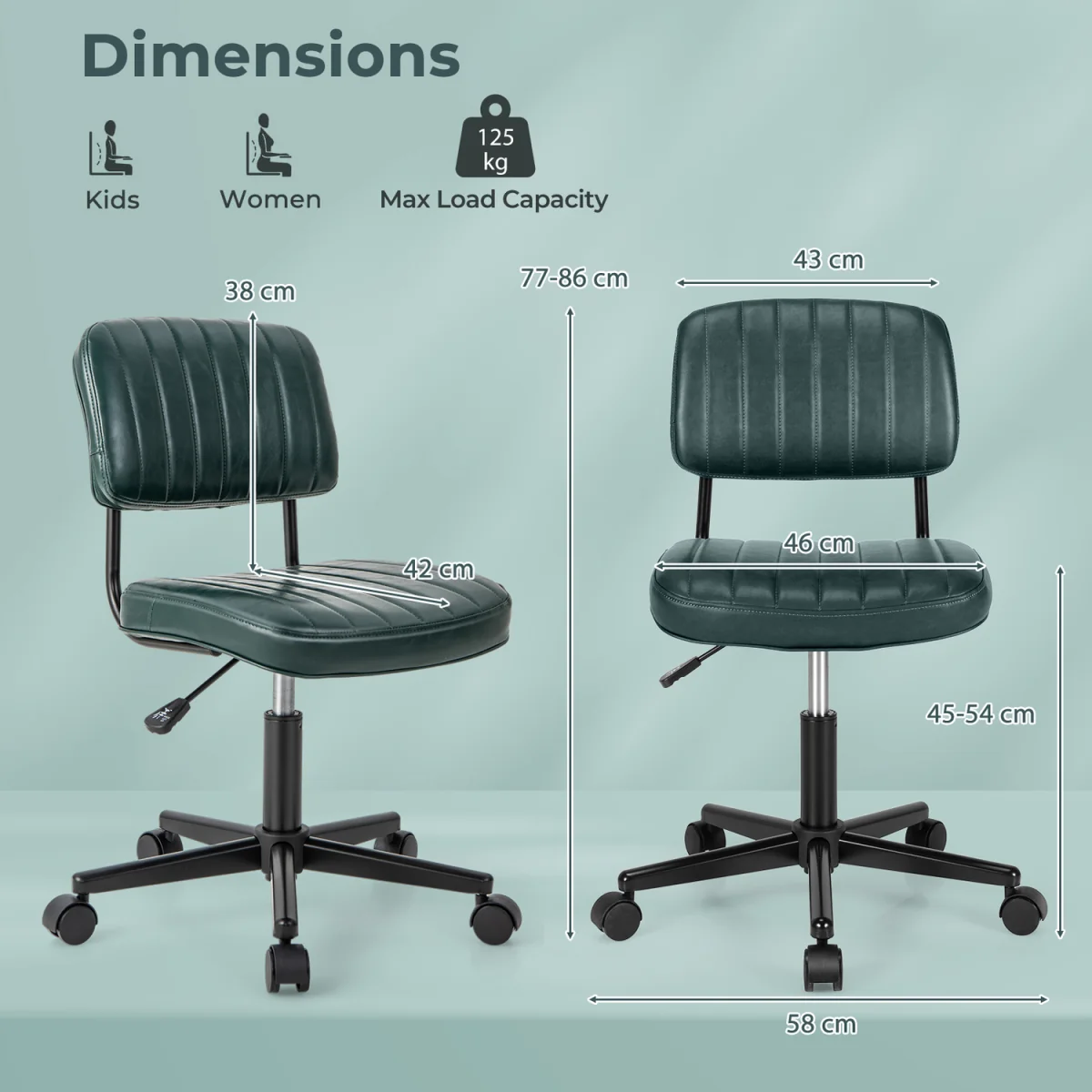 Small Armless Desk Chair - Green – image 2